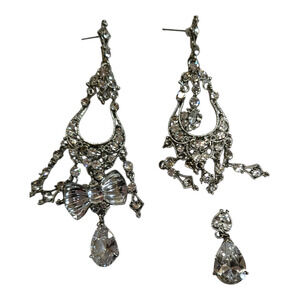 Alexis Mabille Couture Gold Chandelier Earrings Crystals Statement AS-IS Repair